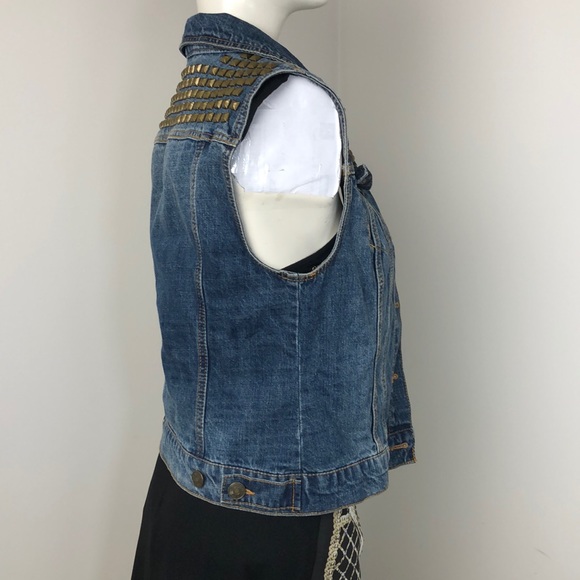BDG Urban Outfitters Blue Denim Studded Jean Vest Size S - Picture 8 of 15